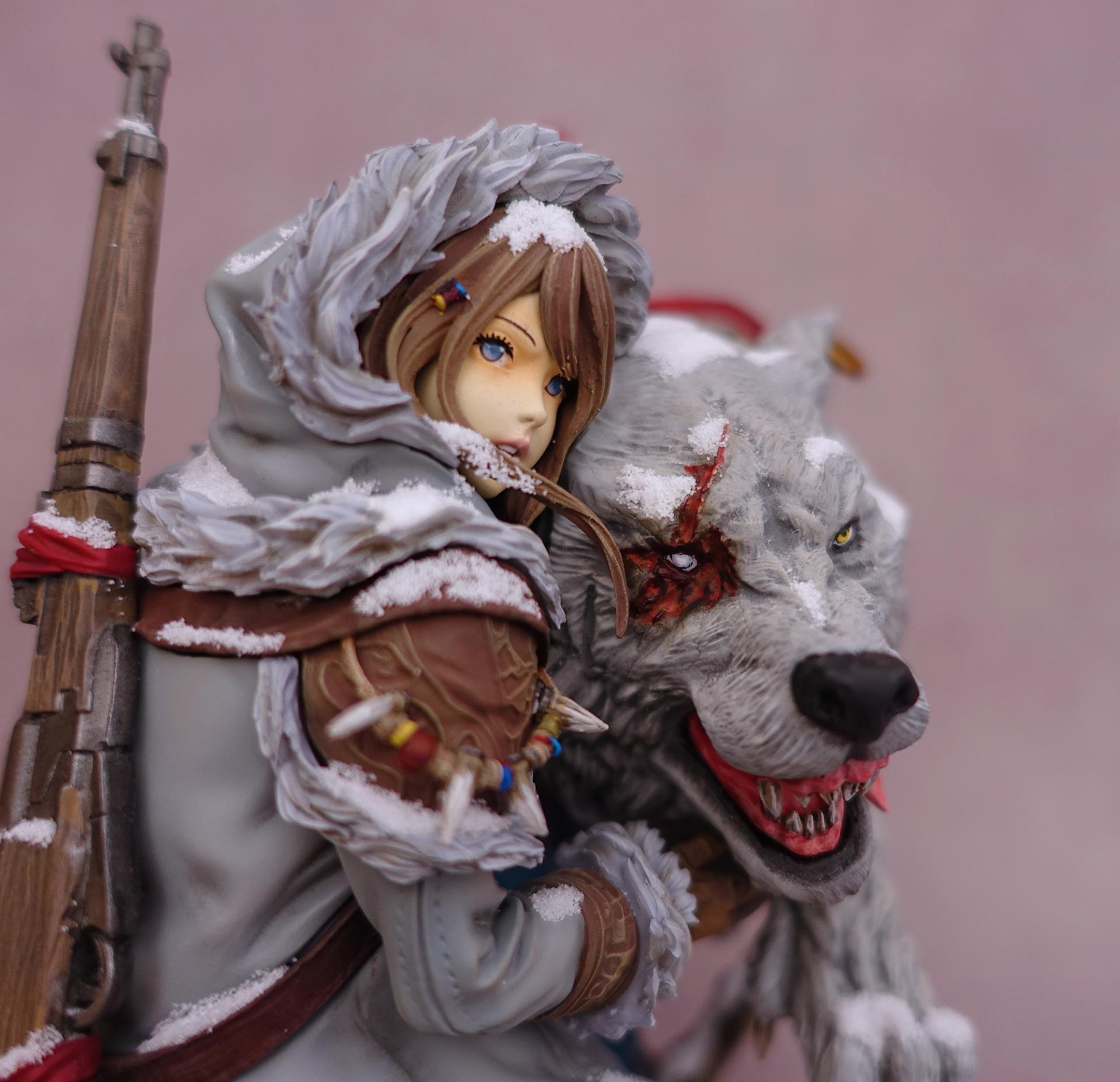 Wolf and Girl Bust - Original Character