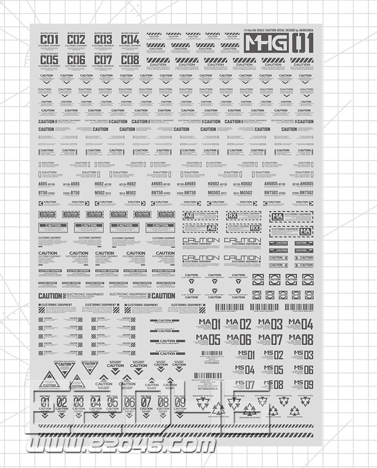 1/144 Dark Gray Universal Warning Label