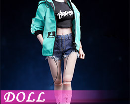 DL6716 1/6 Female Fashion Jacket And Denim Shorts Set D (DOLL)